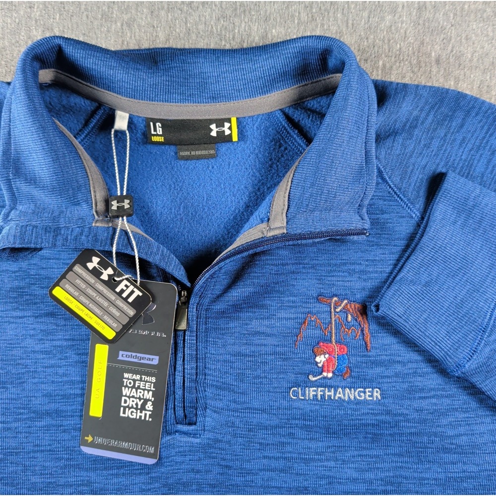 Under Armour Pullover Men Large Blue NEW Cliffhanger 1/4 Zip Fleece